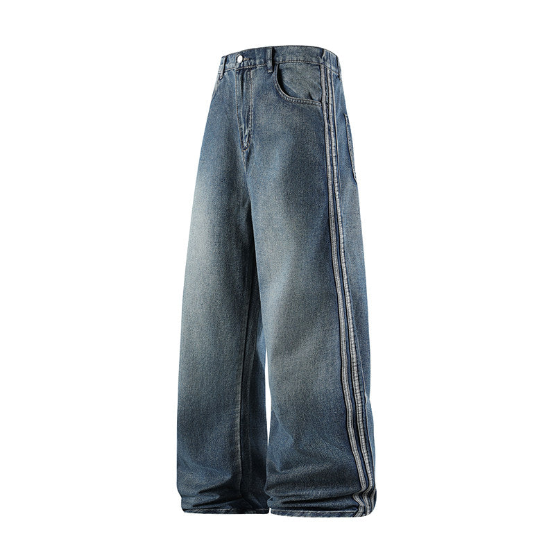 Retro Side Webbing Denim Pants
