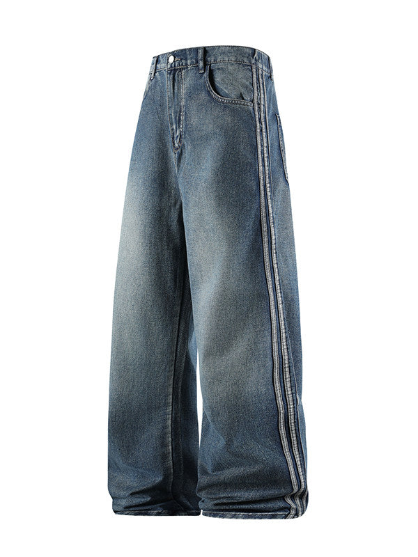 Retro Side Webbing Denim Pants