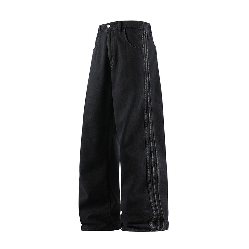 Retro Side Webbing Denim Pants