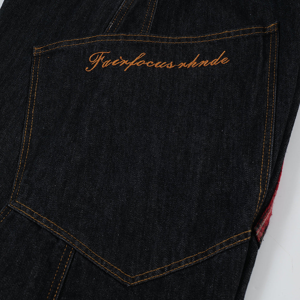 Men's Straight Leg Denim Jeans with Large Pockets