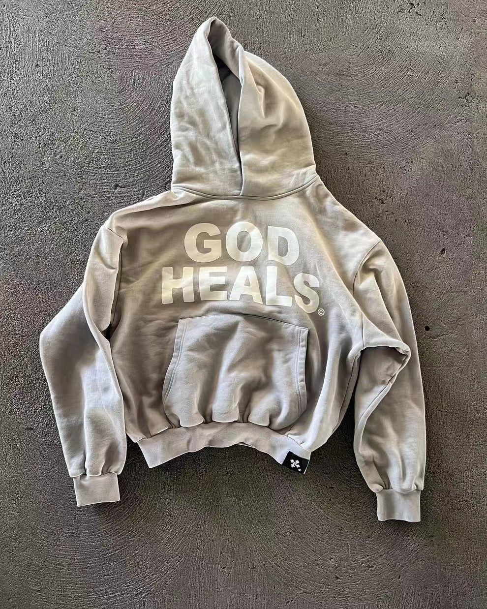 GOD HEALS Printed Letter Loose Hooded Sweatshirt