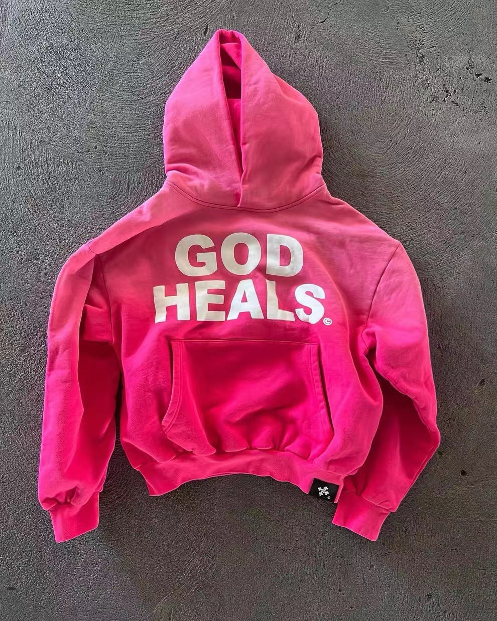 GOD HEALS Printed Letter Loose Hooded Sweatshirt