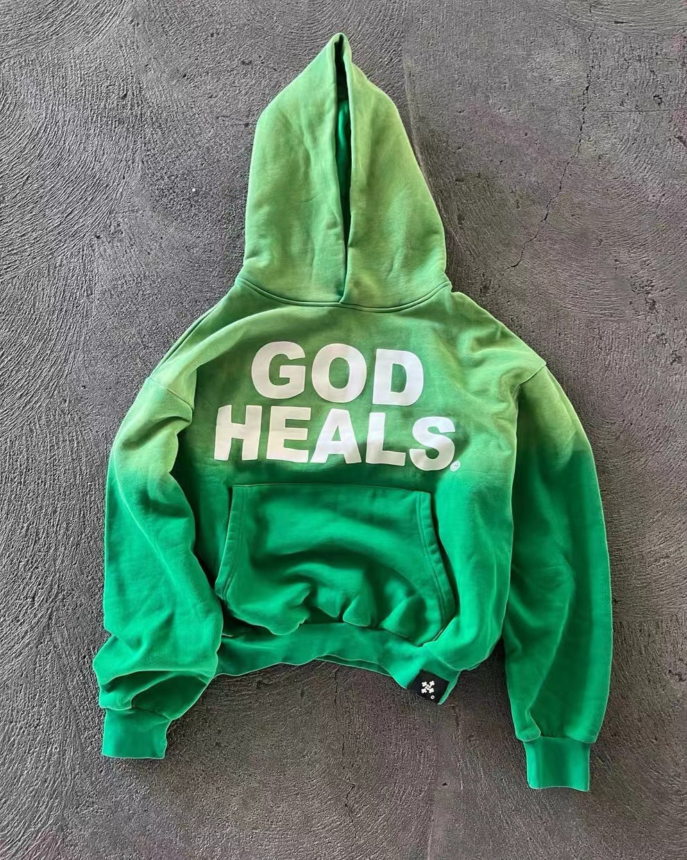 GOD HEALS Printed Letter Loose Hooded Sweatshirt