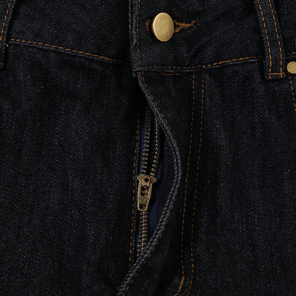 Men's Straight Leg Denim Jeans with Large Pockets