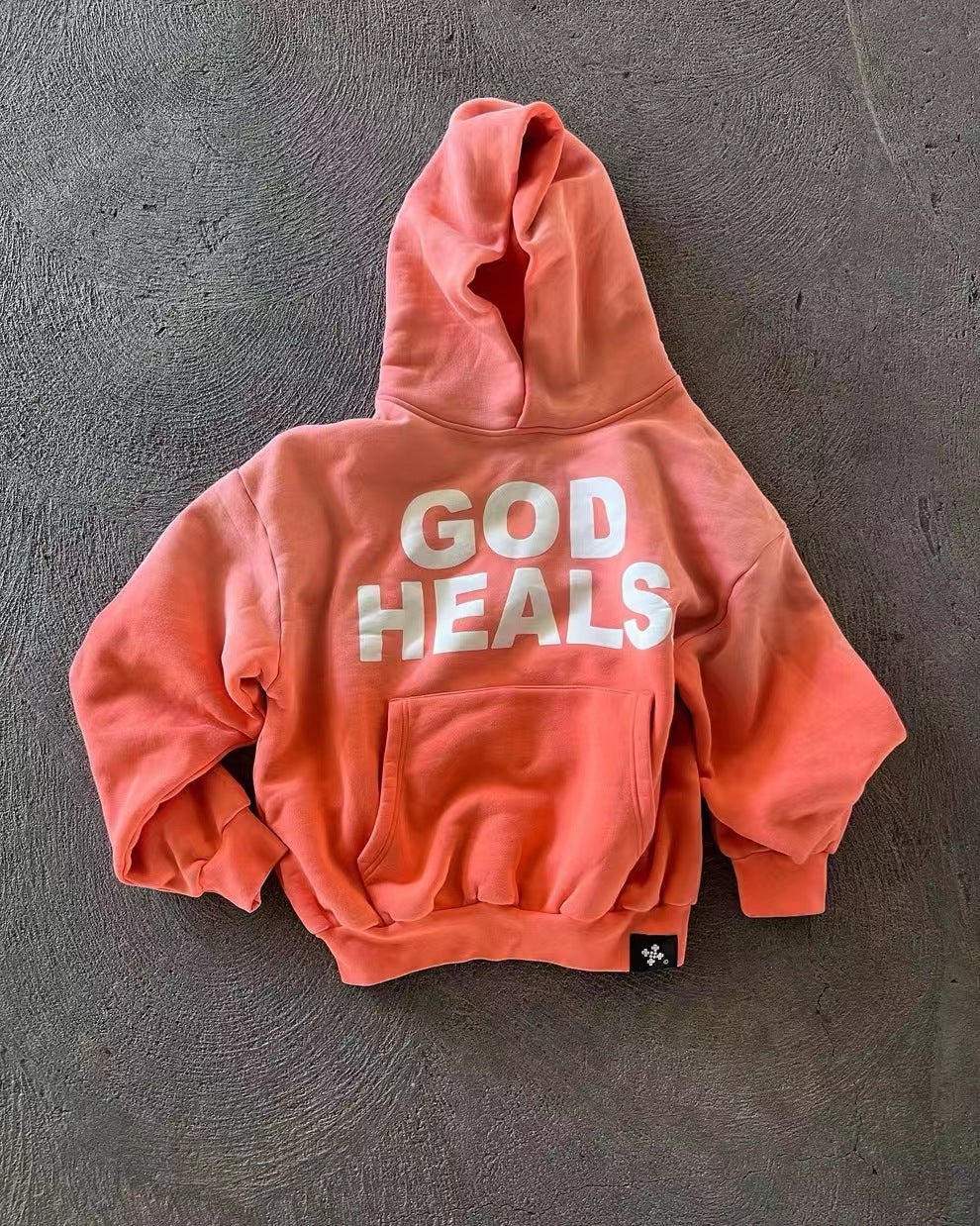 GOD HEALS Printed Letter Loose Hooded Sweatshirt