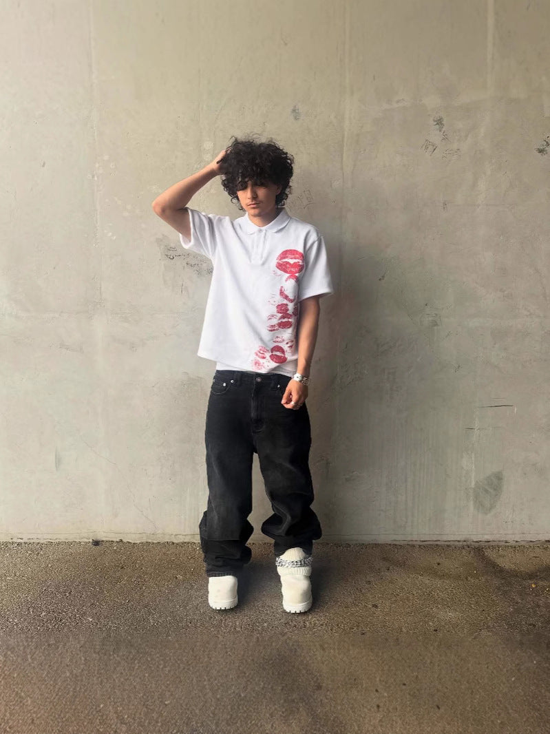 Lip Print Polo Shirts