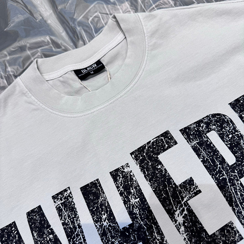 Distressed Letter Print Crew Neck T-Shirt