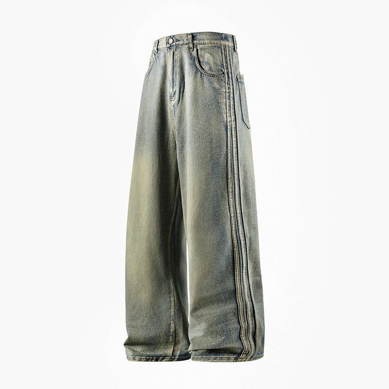 Retro Side Webbing Denim Pants