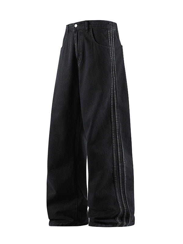 Retro Side Webbing Denim Pants