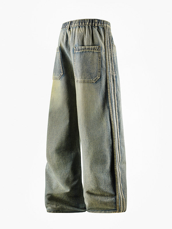 Retro Side Webbing Denim Pants
