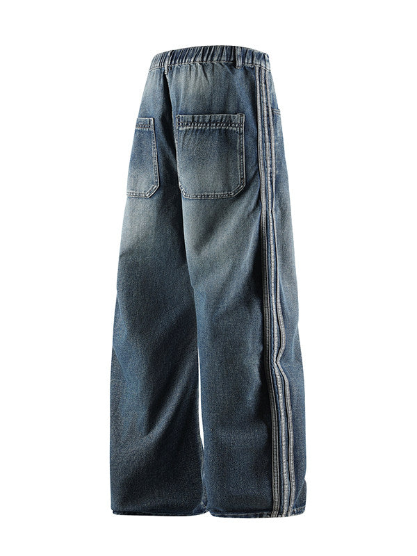 Retro Side Webbing Denim Pants